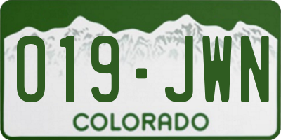 CO license plate 019JWN