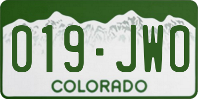 CO license plate 019JWO