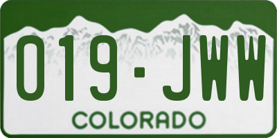 CO license plate 019JWW