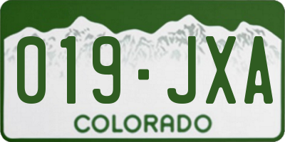 CO license plate 019JXA