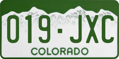 CO license plate 019JXC