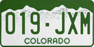 CO license plate 019JXM