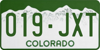 CO license plate 019JXT