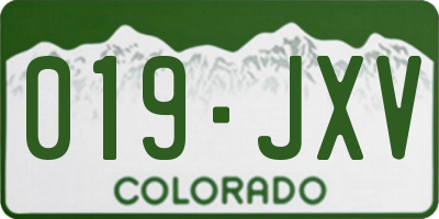 CO license plate 019JXV