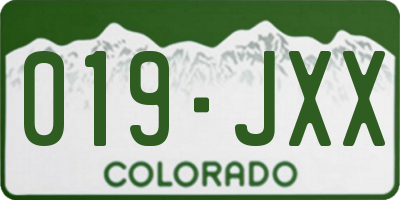 CO license plate 019JXX