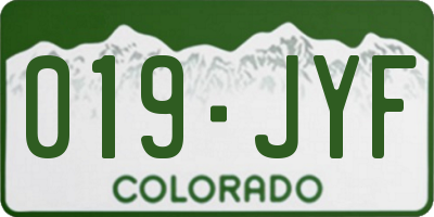 CO license plate 019JYF