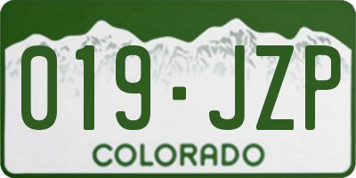 CO license plate 019JZP