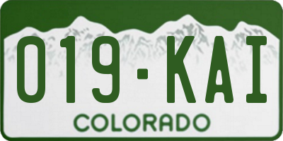 CO license plate 019KAI