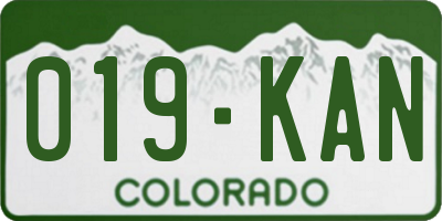 CO license plate 019KAN
