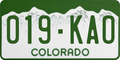 CO license plate 019KAO