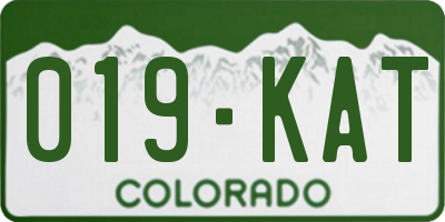 CO license plate 019KAT