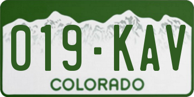 CO license plate 019KAV