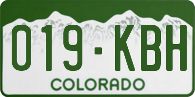 CO license plate 019KBH