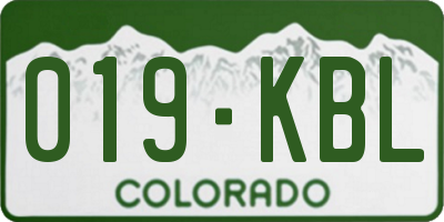 CO license plate 019KBL