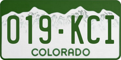 CO license plate 019KCI