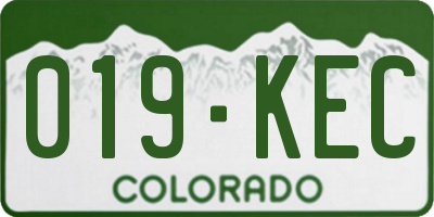 CO license plate 019KEC