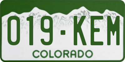 CO license plate 019KEM