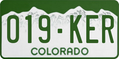 CO license plate 019KER