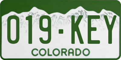 CO license plate 019KEY