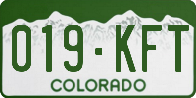 CO license plate 019KFT