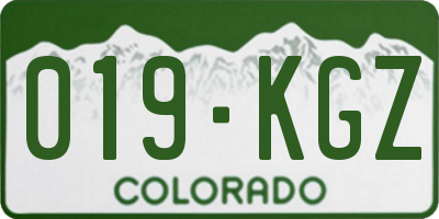 CO license plate 019KGZ
