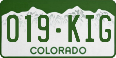 CO license plate 019KIG