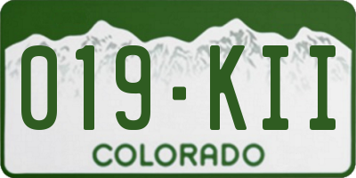 CO license plate 019KII