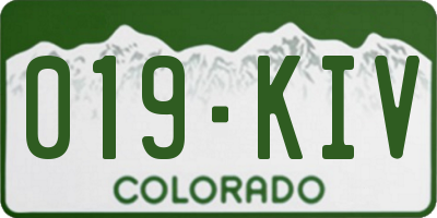 CO license plate 019KIV
