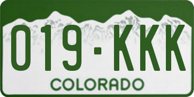 CO license plate 019KKK