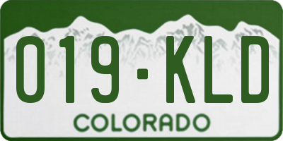 CO license plate 019KLD