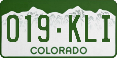 CO license plate 019KLI