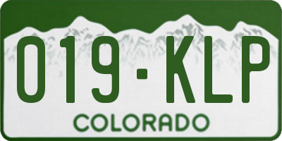 CO license plate 019KLP