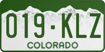CO license plate 019KLZ