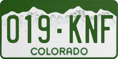CO license plate 019KNF