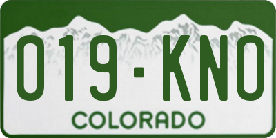 CO license plate 019KNO
