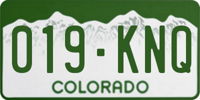 CO license plate 019KNQ