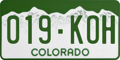 CO license plate 019KOH