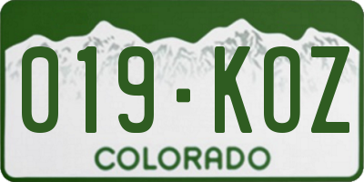 CO license plate 019KOZ