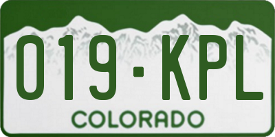 CO license plate 019KPL