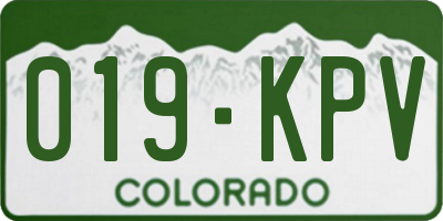 CO license plate 019KPV