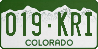 CO license plate 019KRI