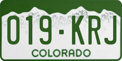 CO license plate 019KRJ