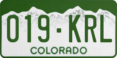 CO license plate 019KRL