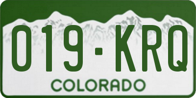 CO license plate 019KRQ