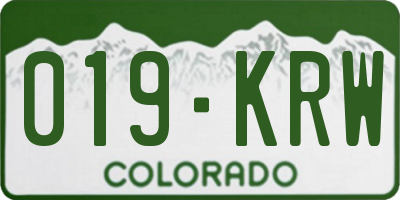 CO license plate 019KRW