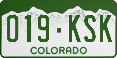 CO license plate 019KSK