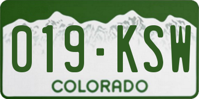 CO license plate 019KSW