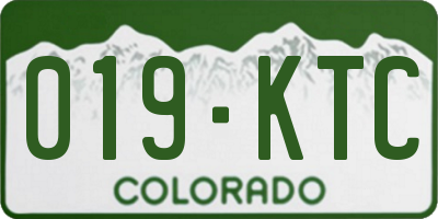 CO license plate 019KTC