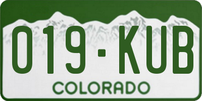 CO license plate 019KUB