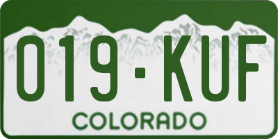 CO license plate 019KUF